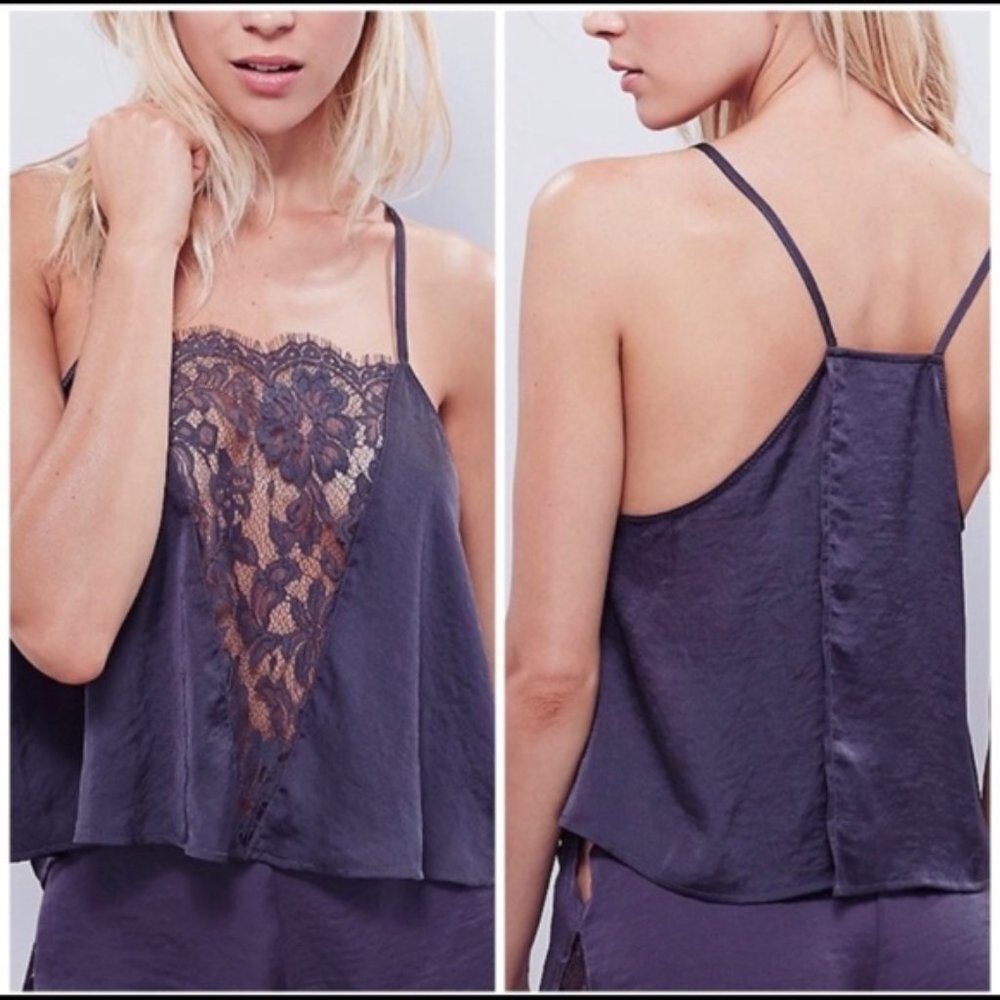 Free People Intimately Jones Satin and Lace Cami crop top